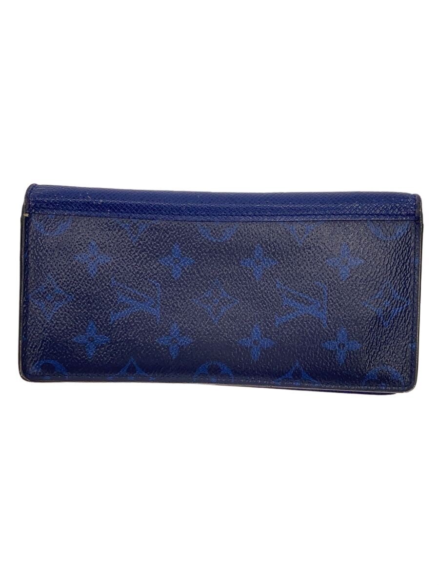 【中古】LOUIS VUITTON◆ポルト・フォイユ・ブラザ_タイガラマ/PVC/BLU/メンズ【服飾雑貨他】