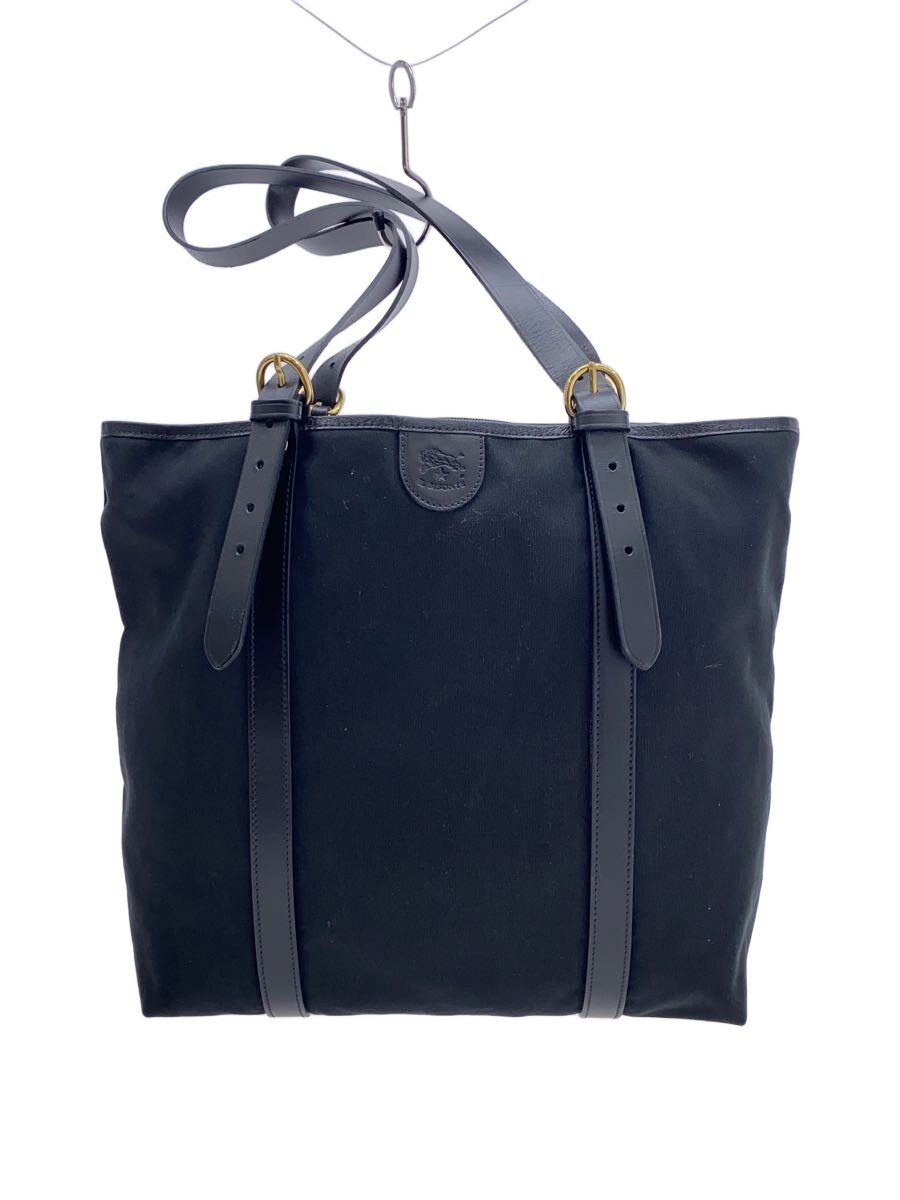 【中古】IL BISONTE◆スクエアキャンバストートバッグ black/black/16 品番:54_1_411738【御徒面子】