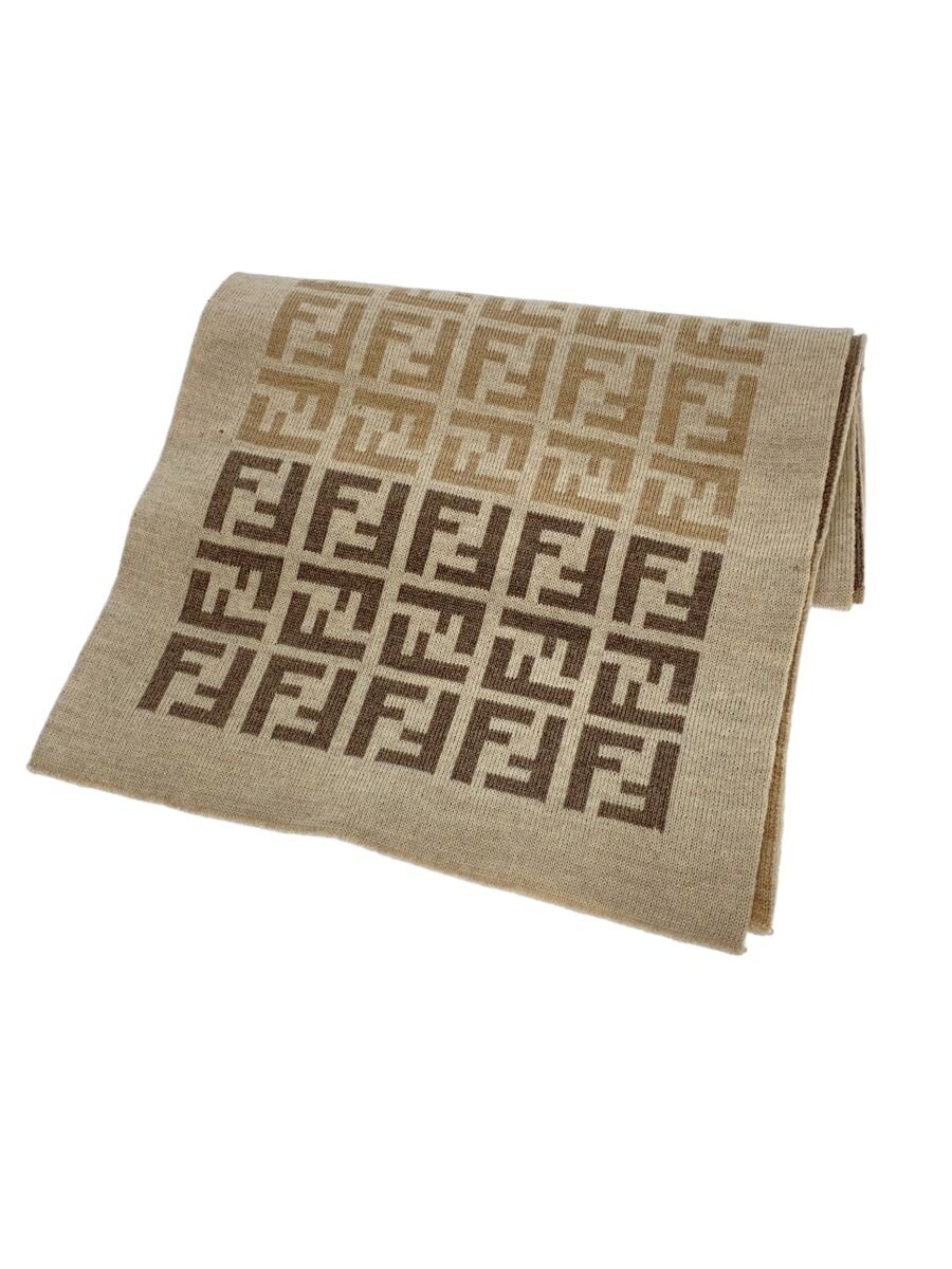 【中古】FENDI◆えり巻き/羊毛/BEG/総柄/レディース/汚れ、破れ目有//【服飾雑貨他】