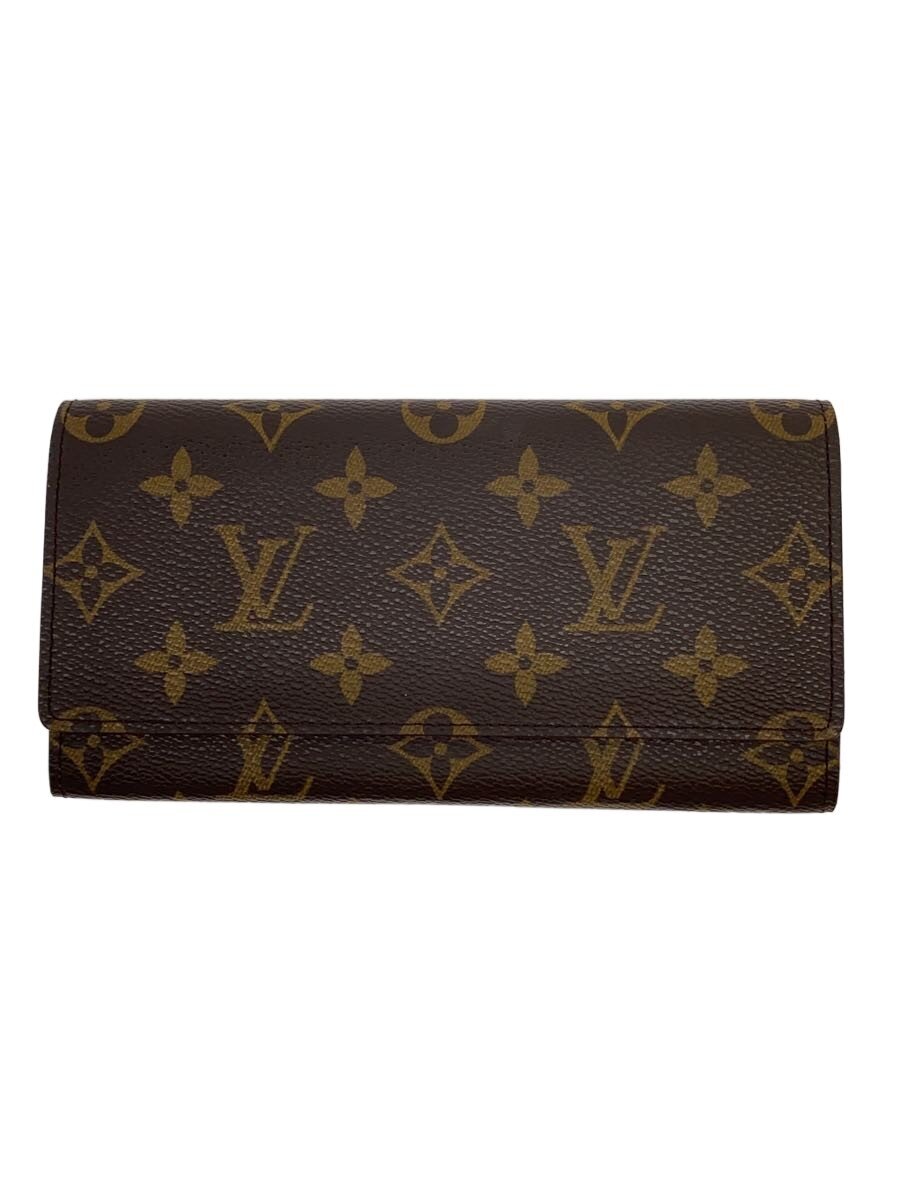 【中古】LOUIS VUITTON◆ポルト・円・3カルト・クレディ_モノグラム・キャンバス/PVC/BRW/メンズ【服飾雑貨他】