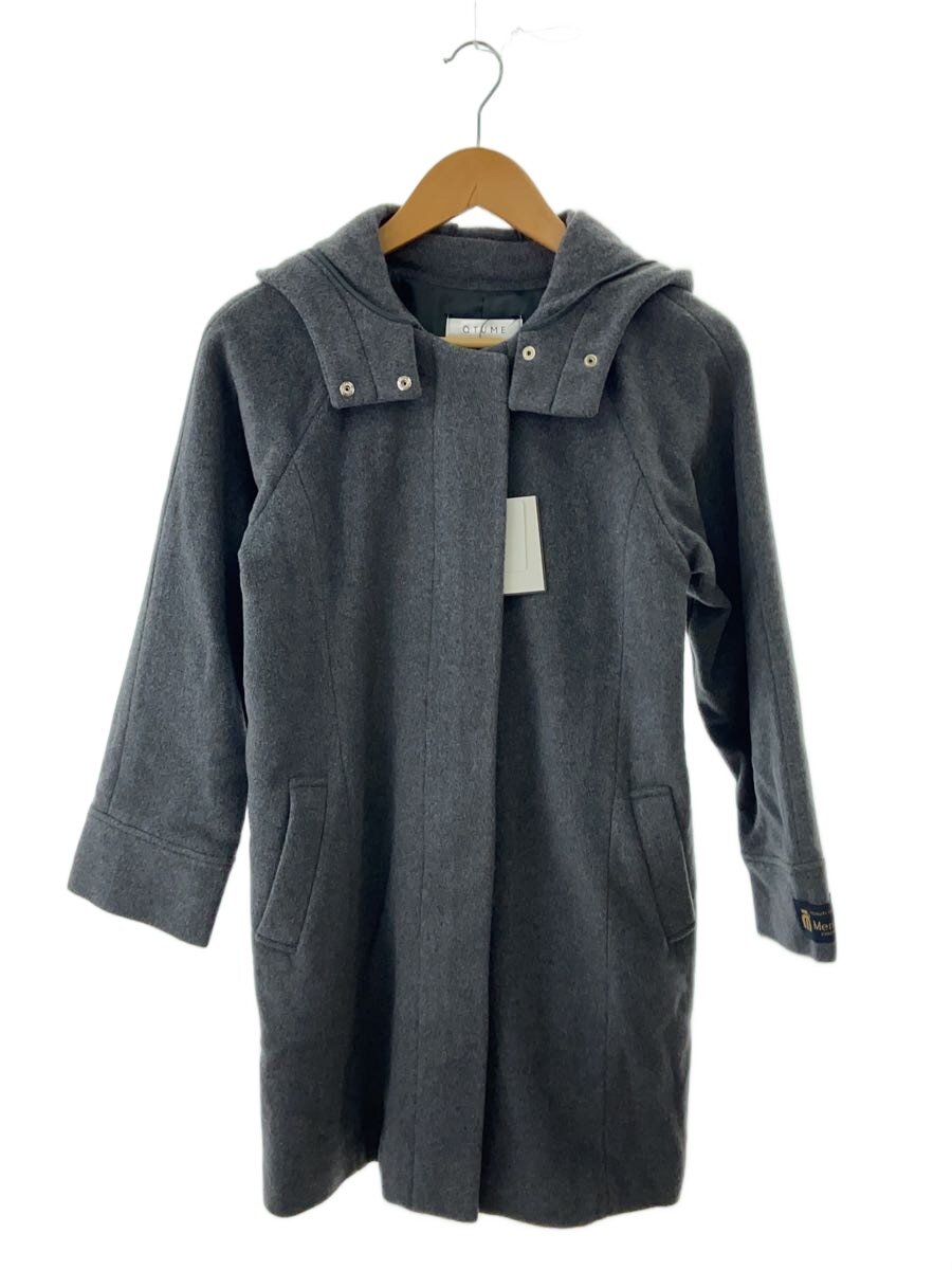 【中古】QTUME◆厚地の外套/38/羊毛/薄墨色/無地/850-24510【レディース御召しもの】