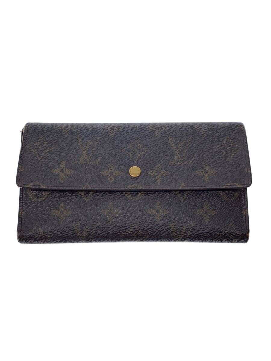 【中古】LOUIS VUITTON◆1)ポルト・トレゾール・インターナショナル_モノグラム・キャンバス/PVC/BRW/レディース【服飾雑貨他】