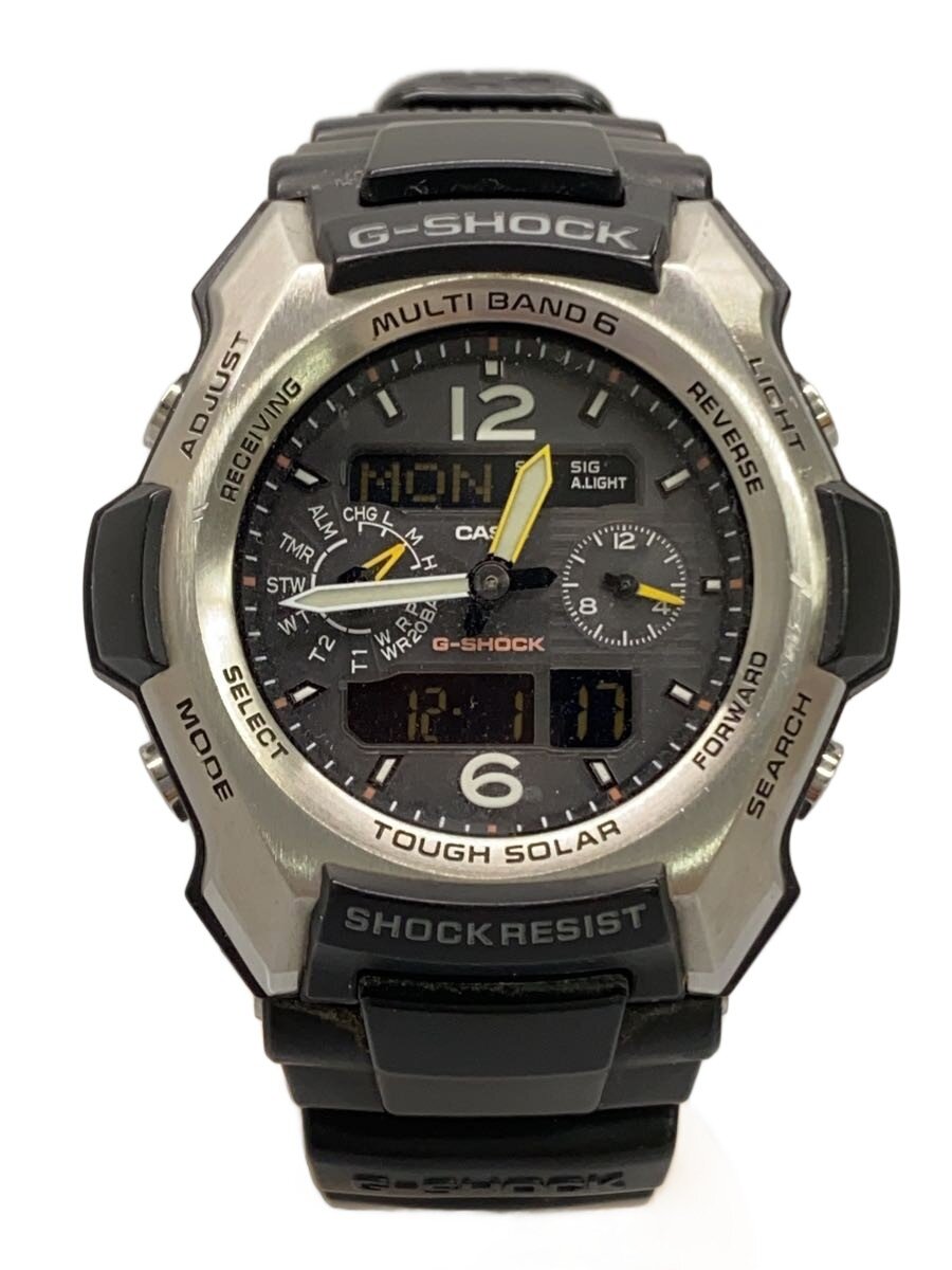 【中古】CASIO◆ソーラーウオッチ・G-SHOCK/デジアナ/天然ゴム/BLK/BLK/SS【服飾雑貨他】