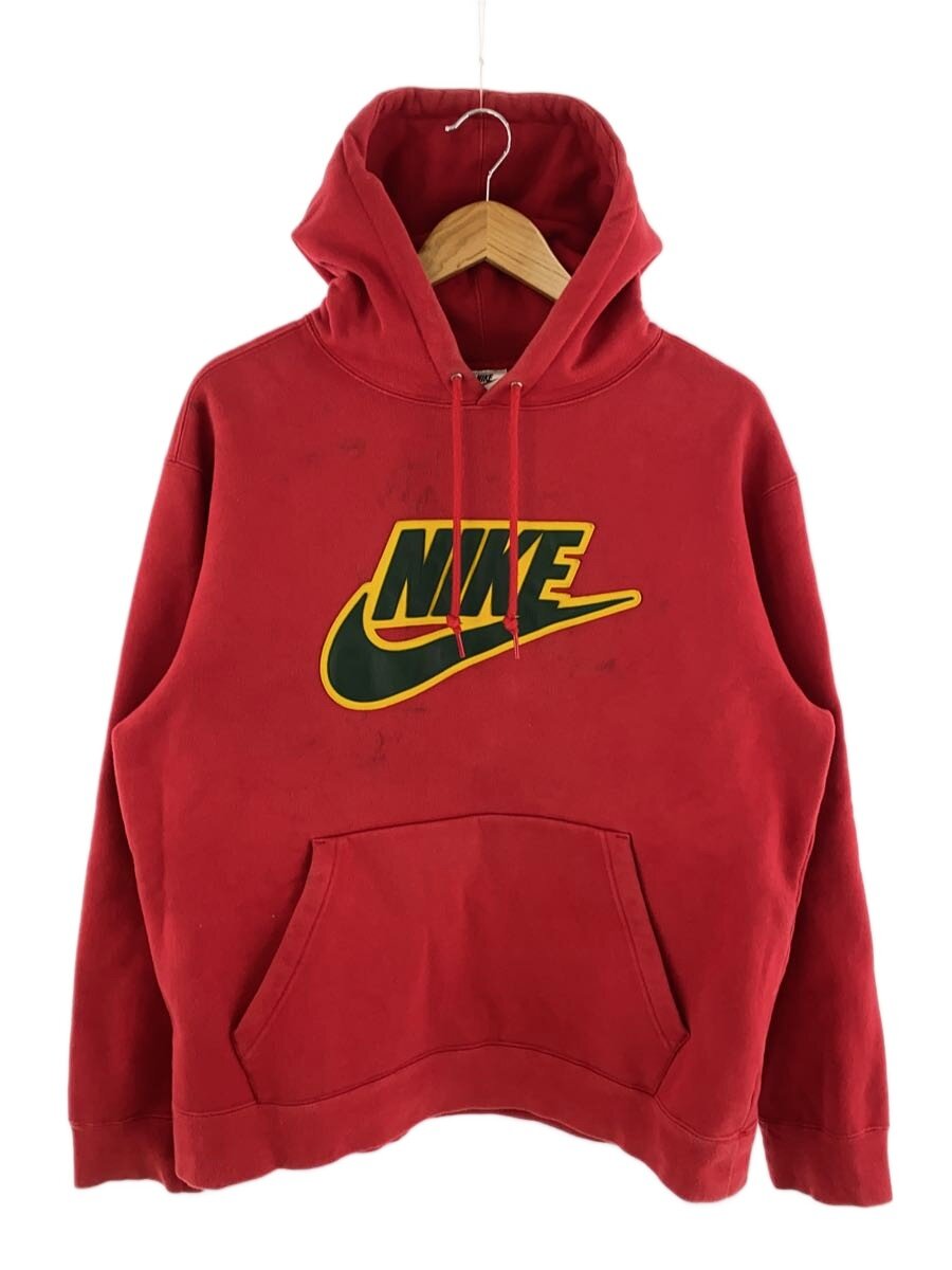 【中古】Supreme◆パーカー/L/綿織物/RED/18AW/LEATHER APPLIQUE HOODED SWEATSHIRT【メンズウェア】