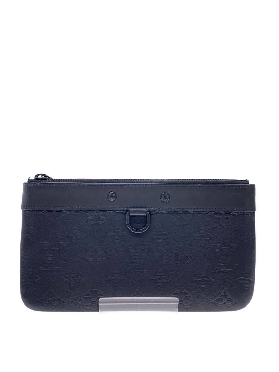 【中古】LOUIS VUITTON◆ポシェット・大きな進歩PM_モノグラム・シャドウ/牛皮/BLK【御徒面子】