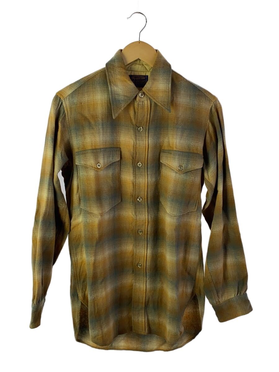 【中古】PENDLETON◆70s/長袖プルオーバー/14.5/羊毛/BRW/照合のしるし/リストバンド小穴【メンズウェア】
