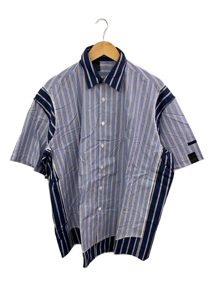 【中古】N.HOOLYWOOD◆HALF SLEEVE SHIRTS/38/綿織物/BLU/縞模様/2221-SH53-018peg//【メンズウェア】