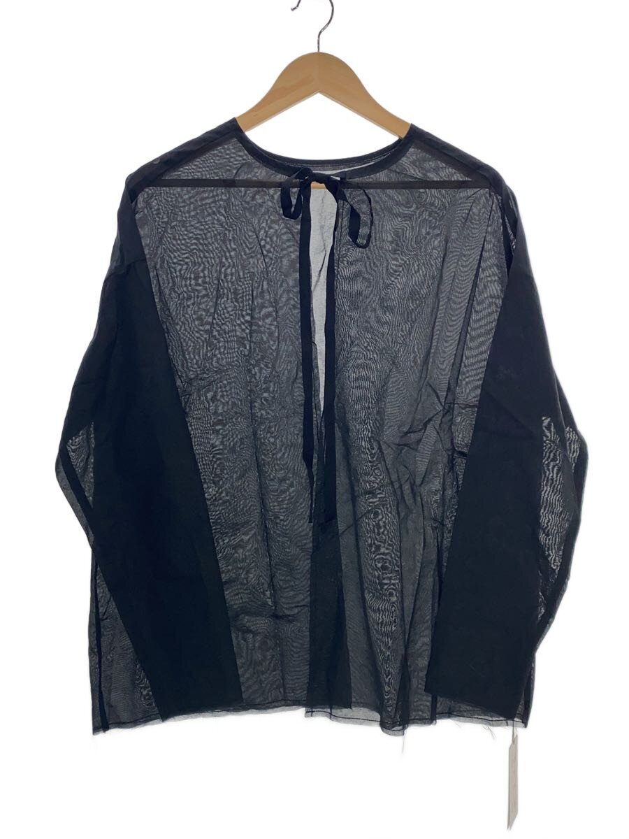 【中古】veritecoeur◆フロントリボントップス/長袖トップ/FREE/綿織物/BLK/VC-2599【レディースお召しもの】