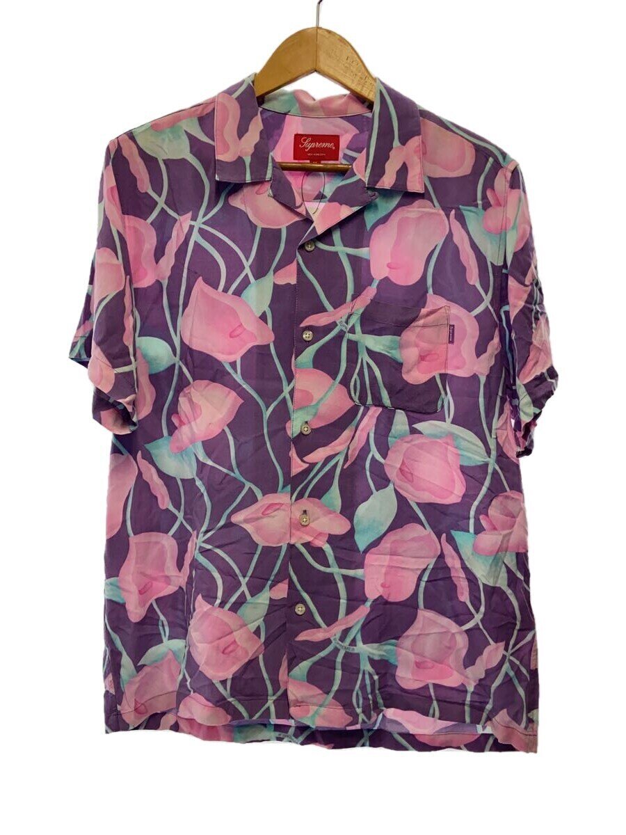 【中古】Supreme◆18SS/Lily Rayon Shirt/半袖プルオーバー/M/人絹/PNK/総柄【メンズウェア】