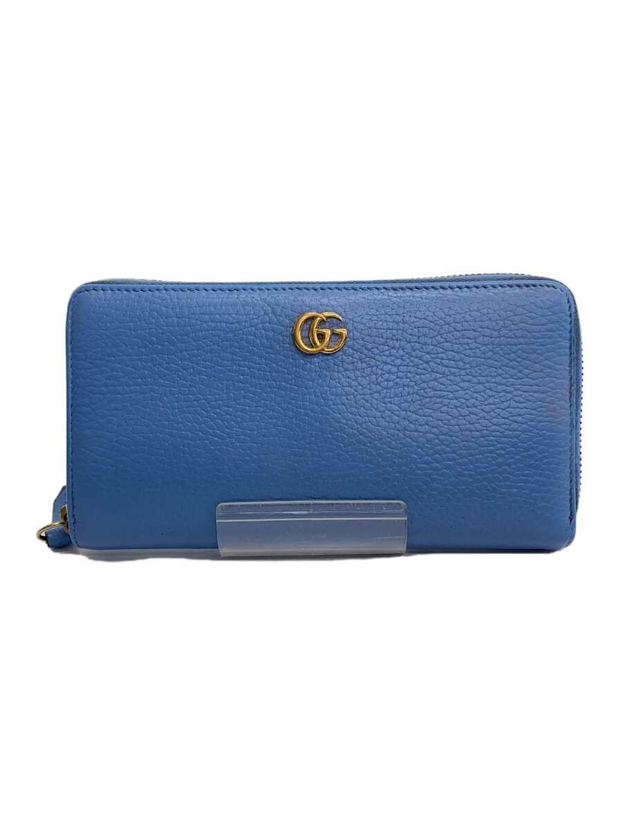 【中古】GUCCI◆ジップアラウンドウォレット_GGマーモント/レザー/BLU/レディース/淵スレ汚れ有【服飾雑貨他】｜2ｎｄ STREET 店