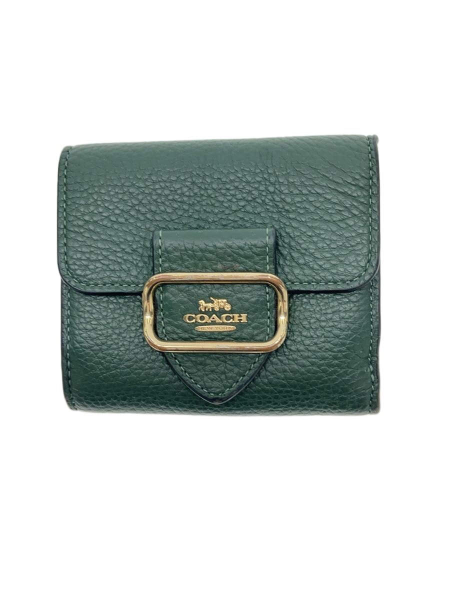 【中古】COACH◆2つ折り銭入れ/なめし革/GRN/無地/レディース/CF473//【服飾雑貨他】