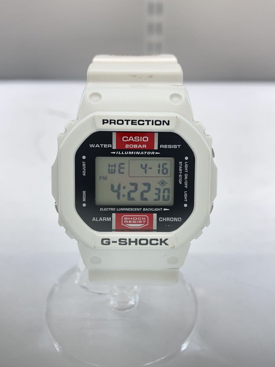 【中古】CASIO◆25周年模範例/ソーラーウオッチ/デジタル/--/WHT/DW-5600EH【服飾雑貨他】