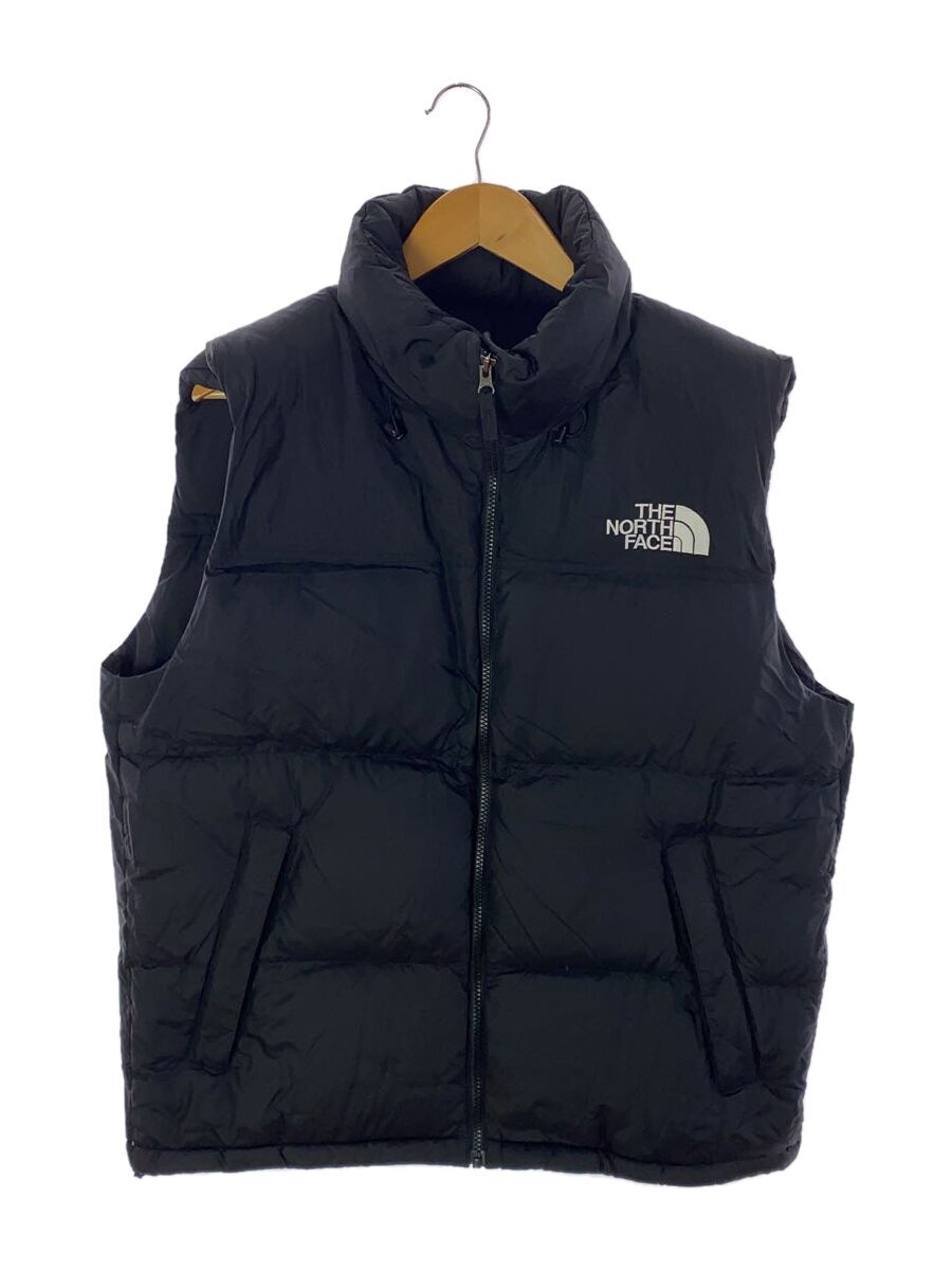 【中古】THE NORTH FACE◆NUPTSE VEST_ヌプシベスト/XL/ナイロン/BLK/無地【メンズウェア】
