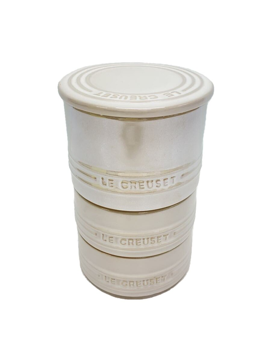 【中古】LE CREUSET◆スタッキング・ラムカン・セット/洋食器その他/WHT【キッチン用品】