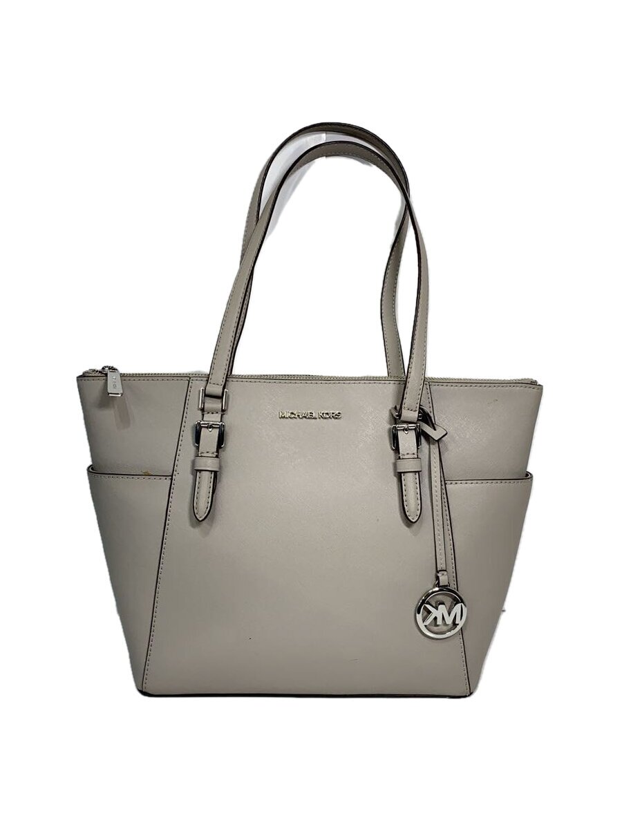 【中古】MICHAEL KORS◆トートバッグ/なめし革/GRY/無地/35F0SCFT3L【御徒面子】