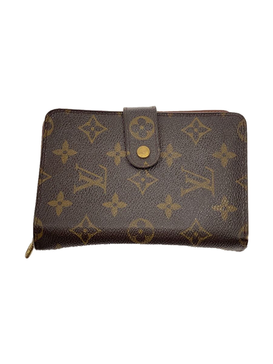 【中古】LOUIS VUITTON◆ポルト・パピエ・ジップ_モノグラム・帆布/PVC/BRW/レディース/角スレ等物質の状態思いめぐらす//【服飾雑貨他】