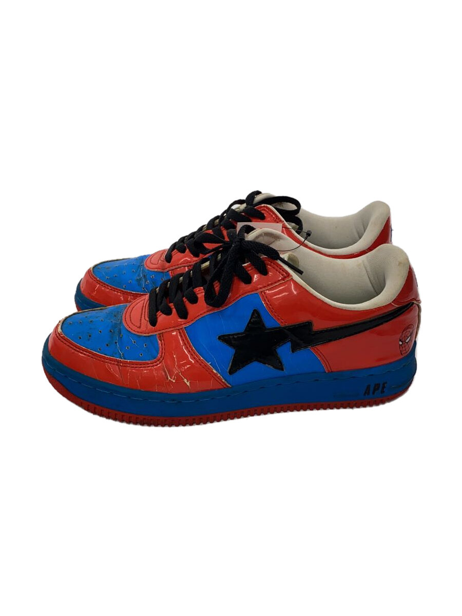 【中古】A BATHING APE◆ローカットスニーカー/28.5cm/レッド/スパイダーマン/ブルー/エナメル/スター【シューズ】画像