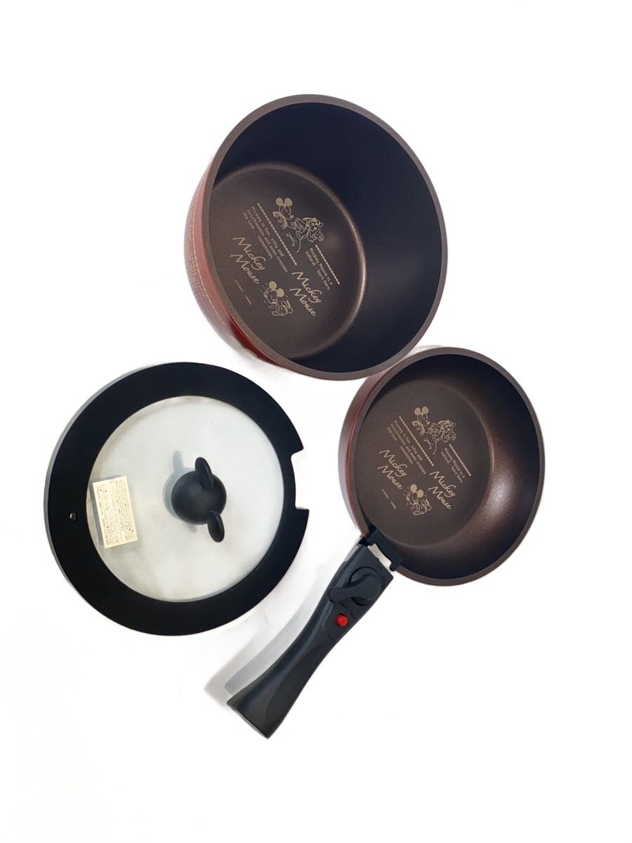 【中古】Mickey Mouse/手持ち部分が外れる鍋＆フライパン/2点書き割り/RED//【勝手もと装置】
