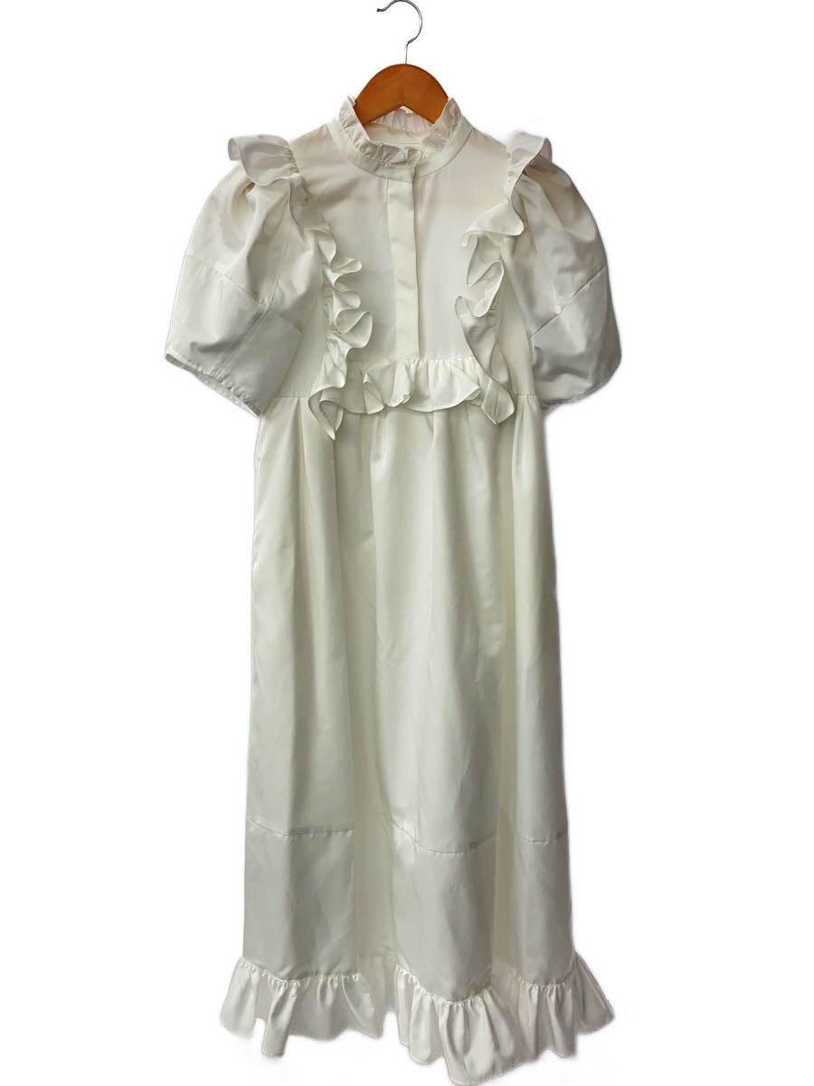 【中古】SEVEN TEN by MIHO KAWAHITO◆半袖衣装/XS/ポリエステル/WHT/7S511/スクエアトリムフリルワンピース【レディース御召しもの】