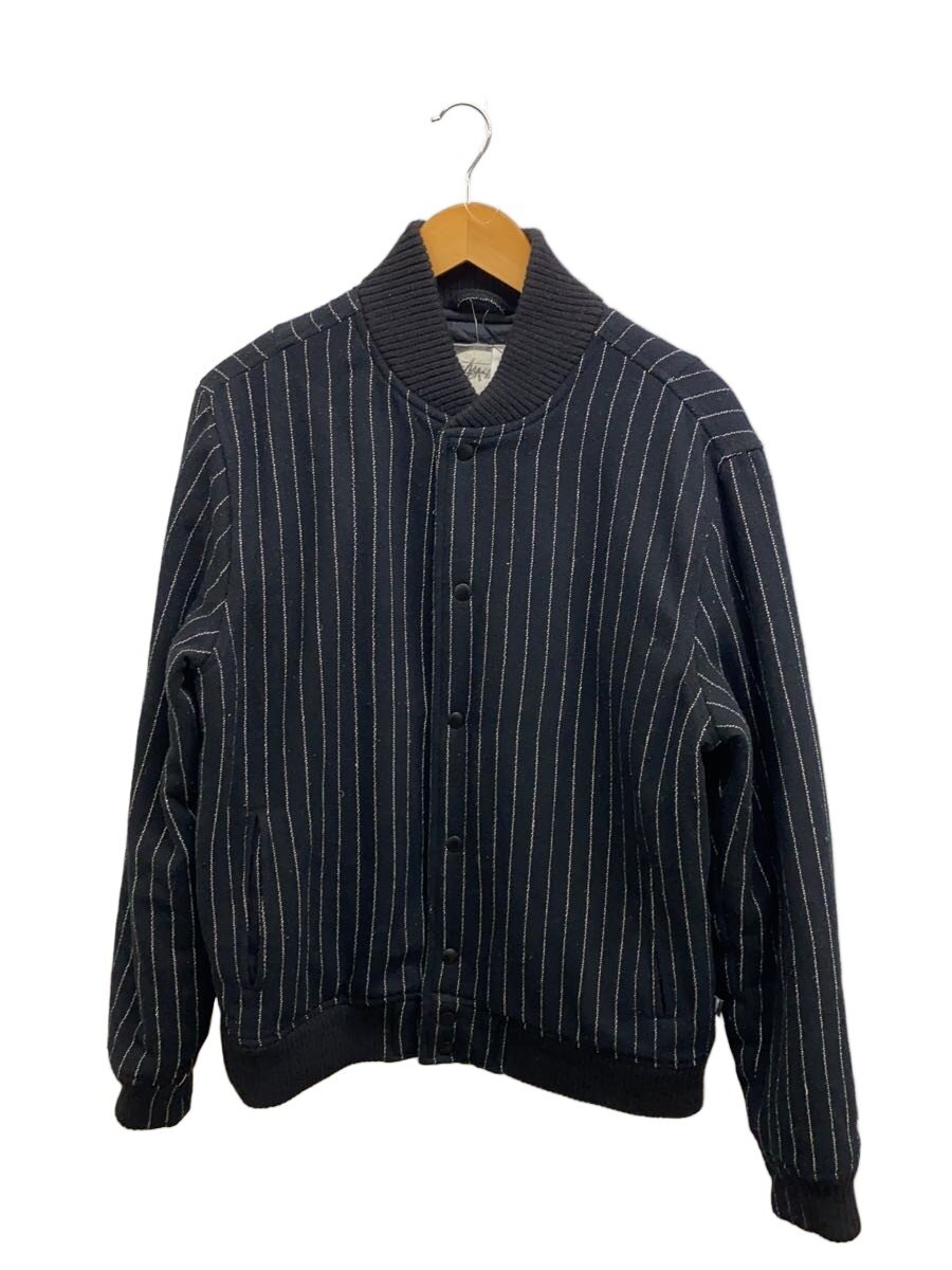 【中古】STUSSY◆スタジャン/M/ビスコース/BLK/ストライプ/90s～/OLD【メンズウェア】｜2ｎｄ STREET 店