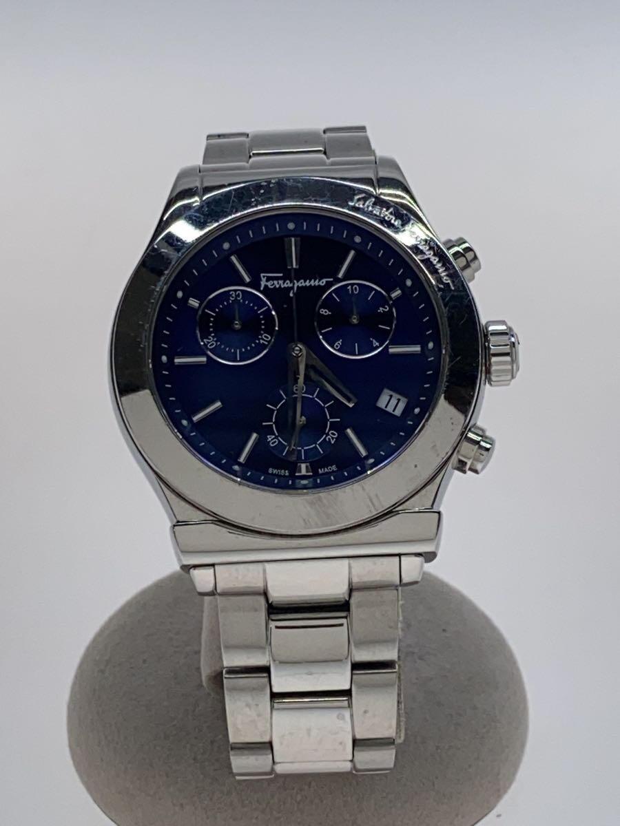 【中古】Salvatore Ferragamo◆石英ウオッチ/アナログ/ステンレス鋼/BLU/SLV/SS/FH6010016【服飾雑貨他】