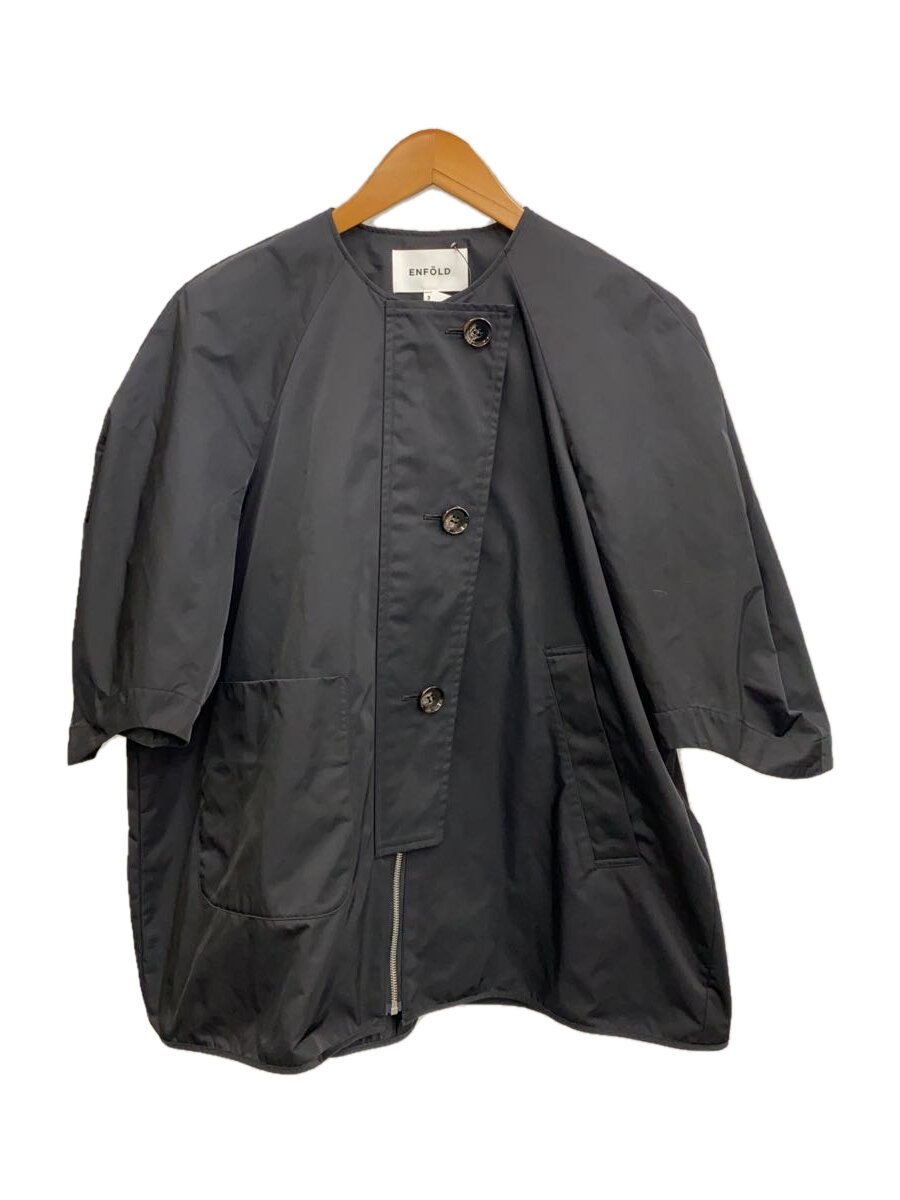 【中古】ENFOLD◆上衣/38/ポリエステル/BLK/300GA230-0290/CIRCLE-ARM BLOUSON【レディースお召しもの】