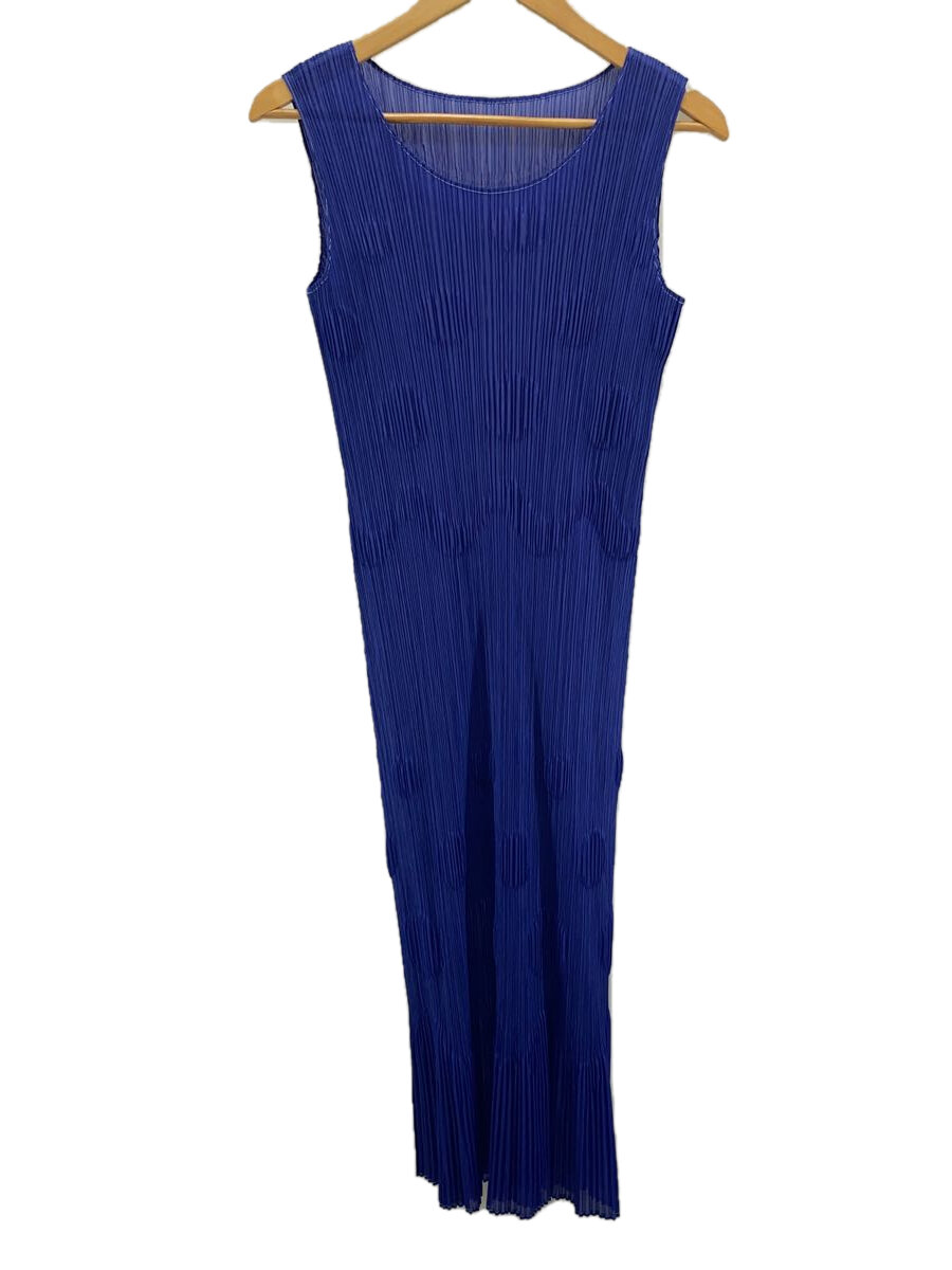 【中古】PLEATS PLEASE ISSEY MIYAKE◆ノースリーブ衣装/4/ポリエステル/BLU/PP86-JH797/? NULL ?【レディース御召しもの】