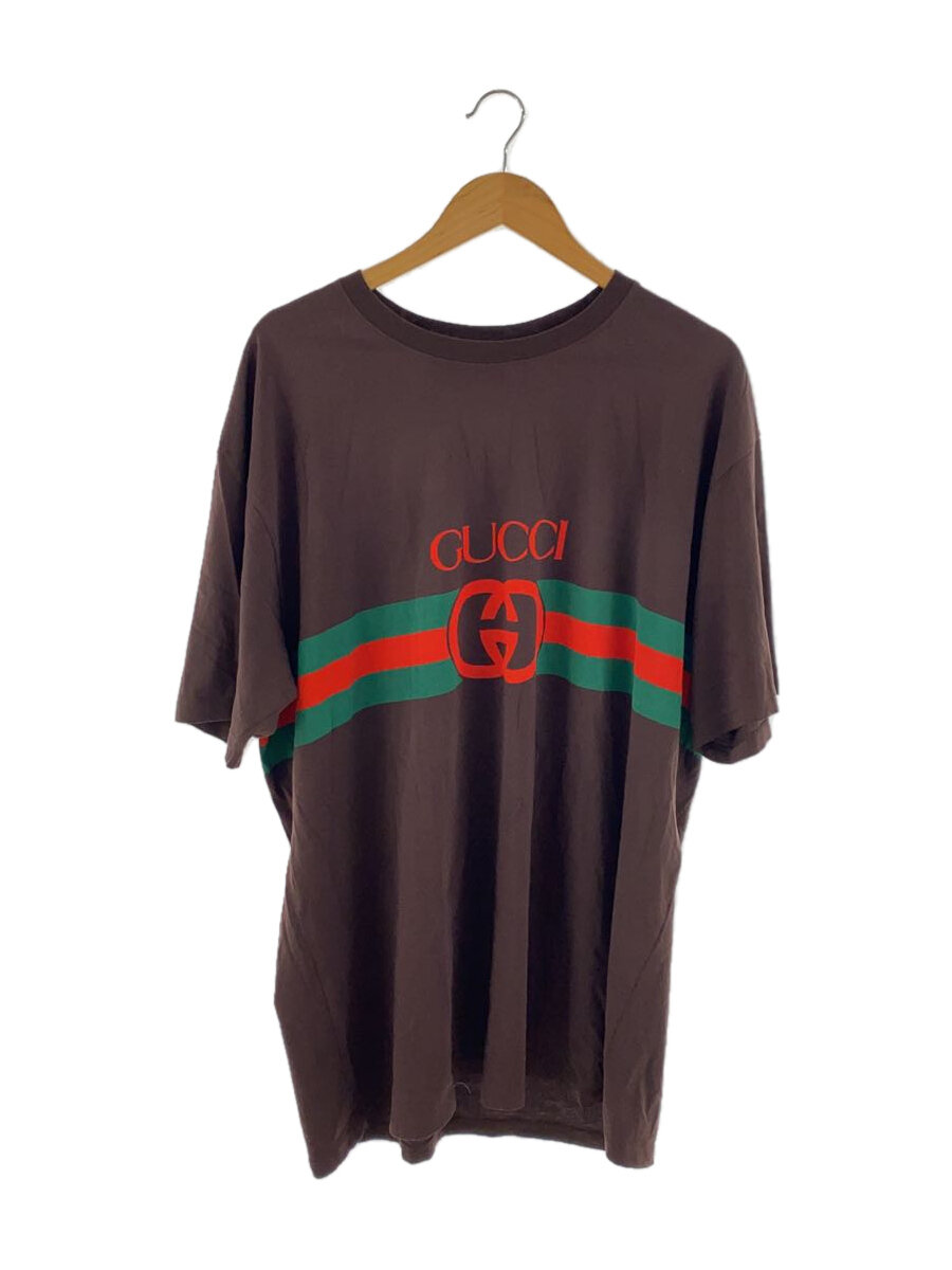 【中古】GUCCI◆L/INTERLOCKING G T-shirt/プルオーバー/XXXL/綿織物/BRW/548334 XJET1【メンズウェア】