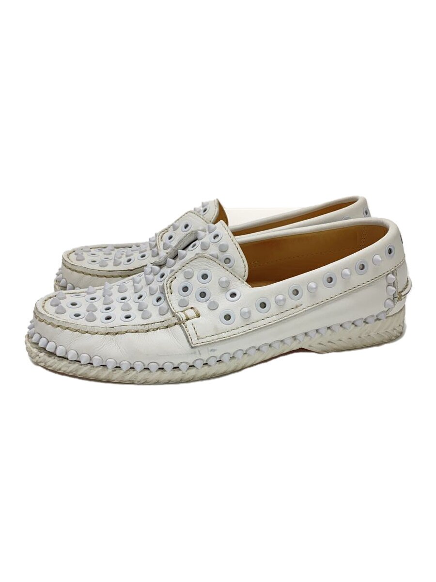 【中古】Christian Louboutin◆スタッズローファー/38.5/WHT【シューズ】