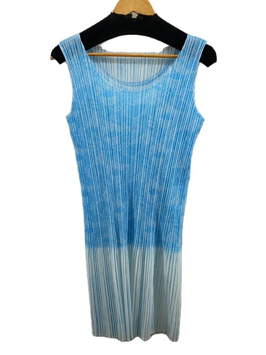 【中古】PLEATS PLEASE ISSEY MIYAKE◆キャミワンピース/3/ポリエステル/BLU/総柄/PP11-JT725//【レディース御召しもの】