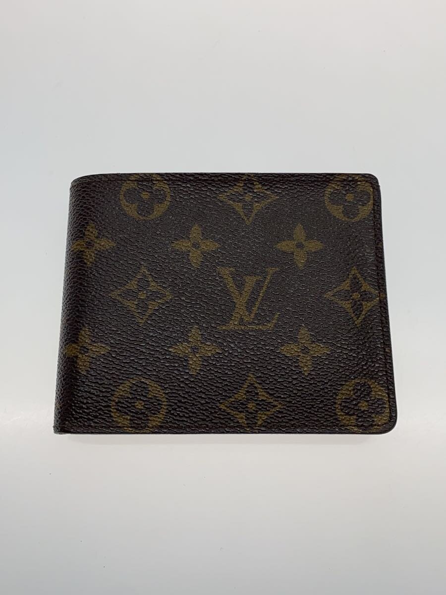 【中古】LOUIS VUITTON◆ポルト・フォイユ・フロリン_モノグラム・キャンバス_BRW/PVC/BRW/メンズ【服飾雑貨他】