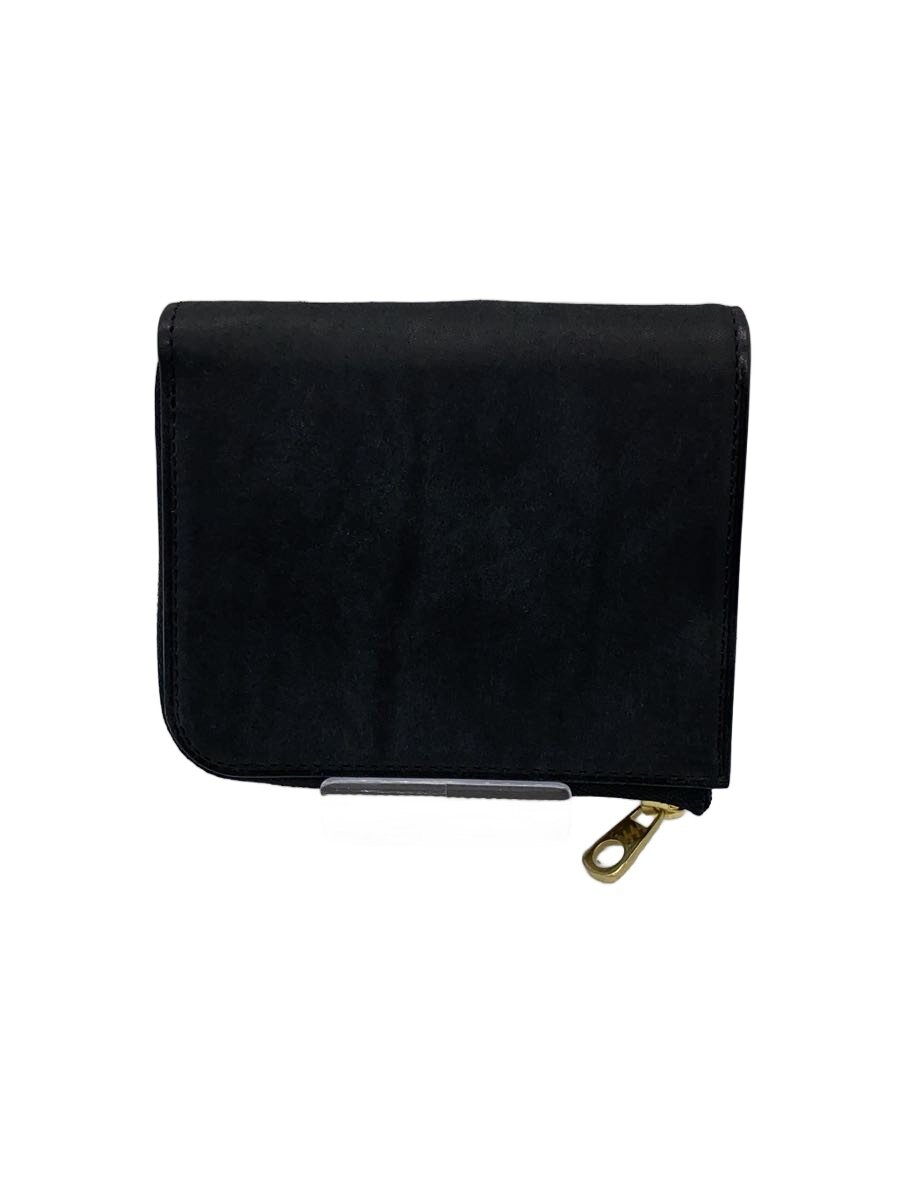 【中古】lemma◆2つ折り紙入れ/なめし革/BLK/無地/メンズ【服飾雑貨他】