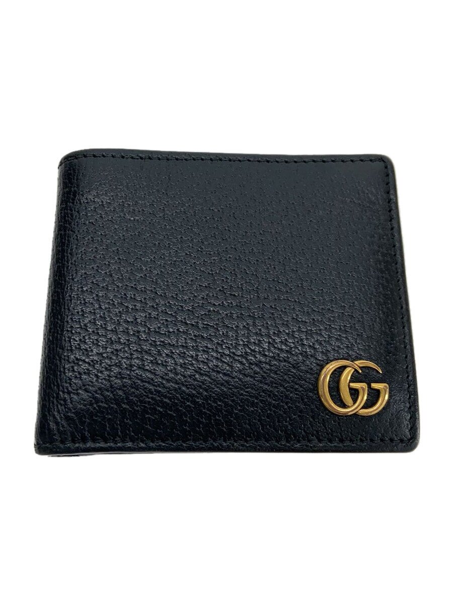 【中古】GUCCI◆2つ折り銭入れ/なめし革/BLK/メンズ【服飾雑貨他】