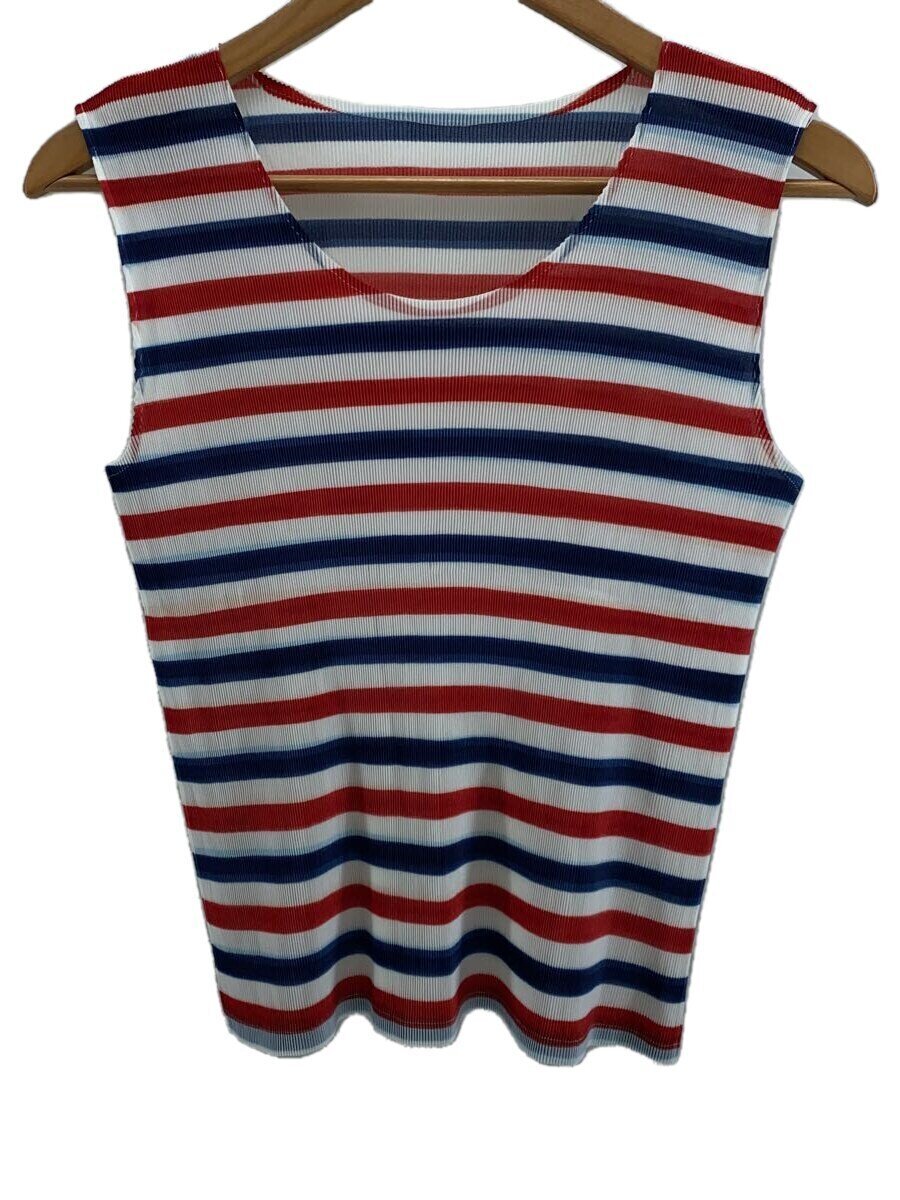 【中古】PLEATS PLEASE ISSEY MIYAKE◆ノースリーブカットソー/3/ポリエステル/マルチカラー/ボーダー/PP11FK341【レディースウェア】|2nd STREET 店