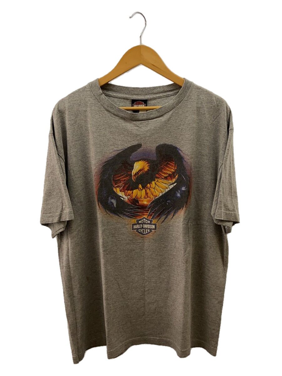 【中古】HARLEY DAVIDSON◆00s/鷲_両面刷り上げるプルオーバー/XL/しみあり/薄墨色/USA製【メンズウェア】