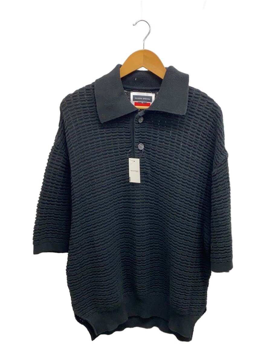 【中古】MAISON SPECIAL◆スポーツシャツ/2/綿織物/BLK/無地【メンズウェア】