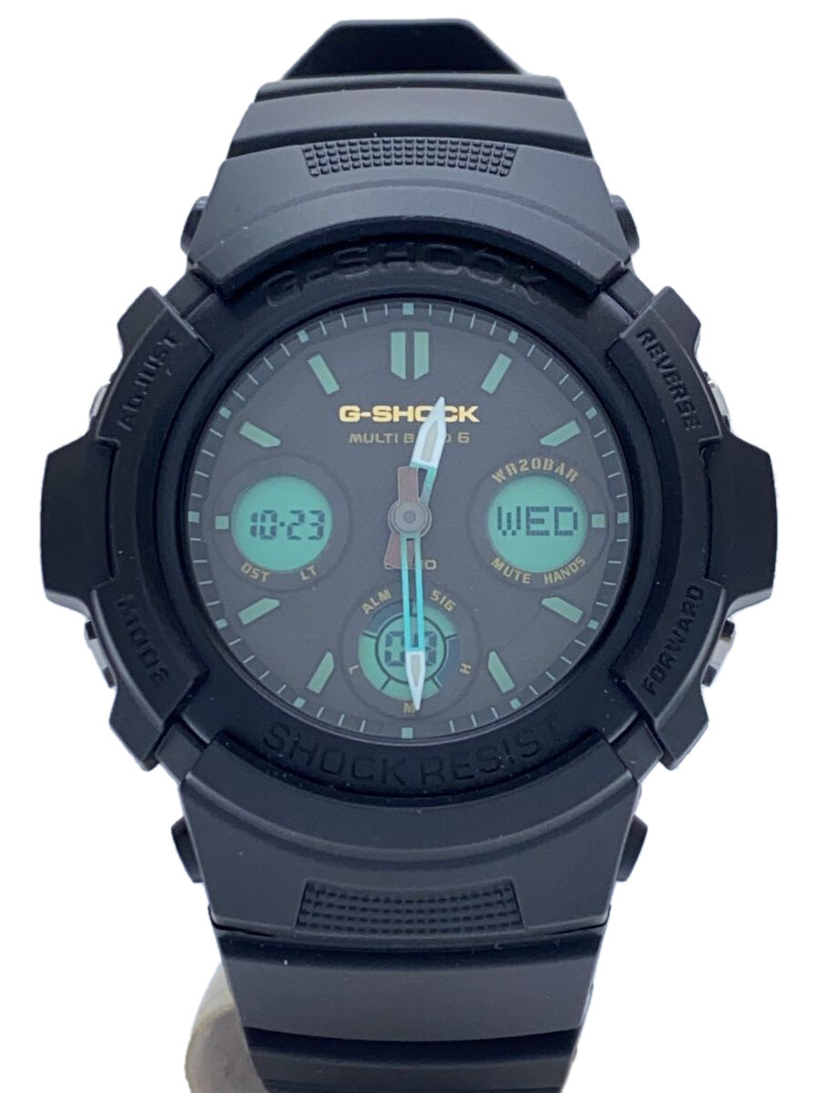 【中古】CASIO◆ソーラーウオッチ_G-SHOCK/デジアナ/天然ゴム/BLK【服飾雑貨他】