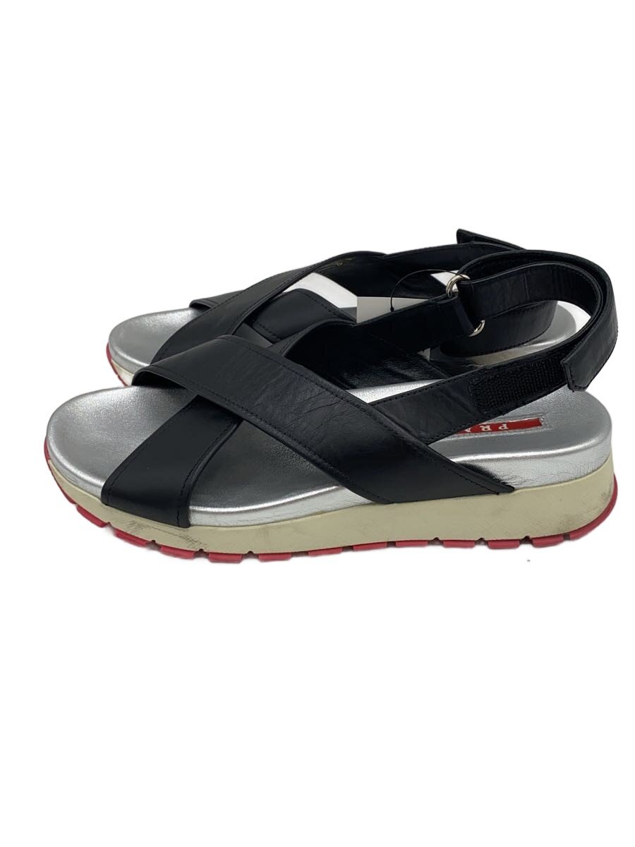 【中古】PRADA SPORT◆サンダル/38/黒いこと/6022【シューズ】