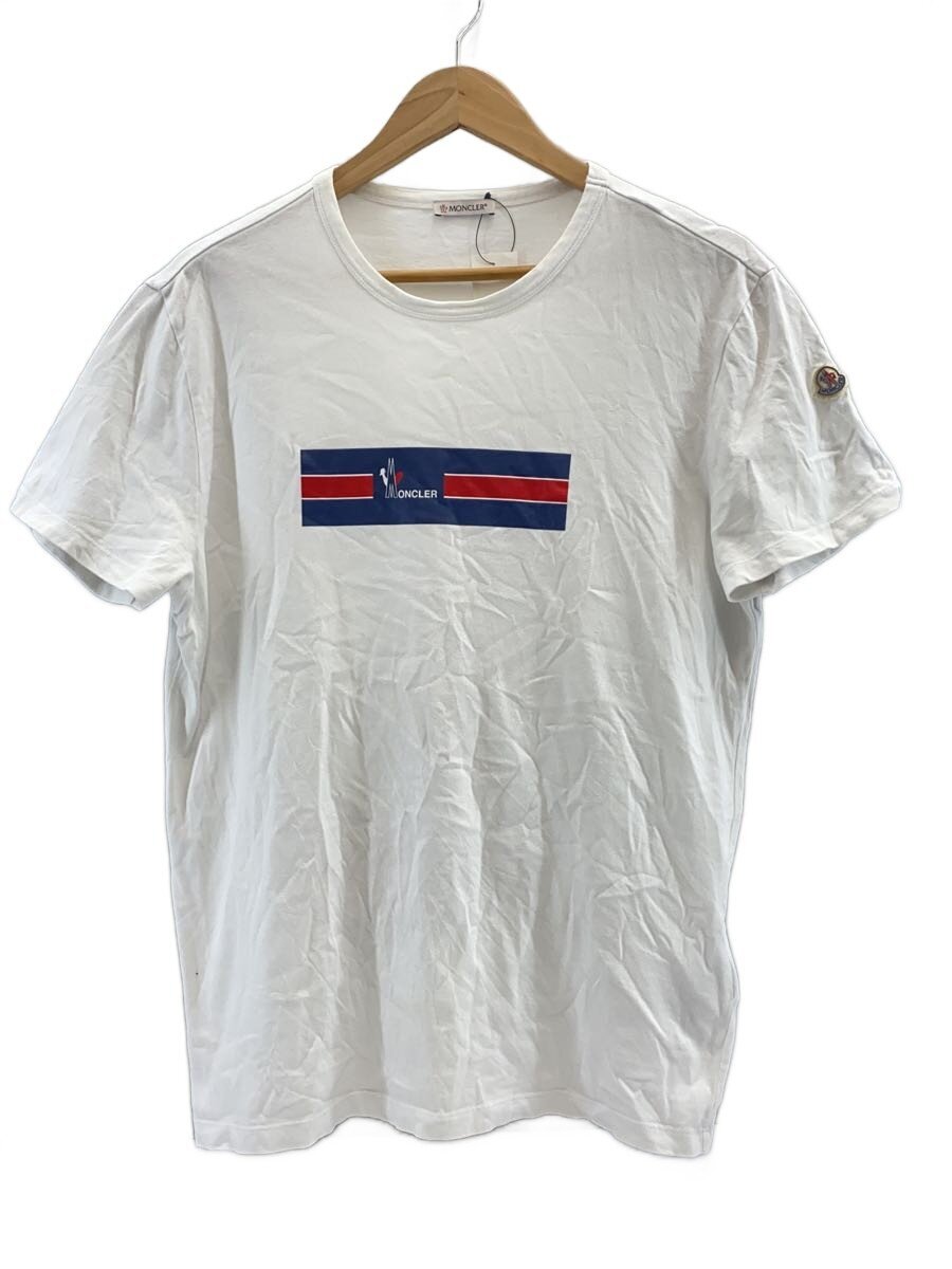 【中古】MONCLER◆ティーシャツ/L/綿織物/WHT/E10918037150 8390T【メンズウェア】