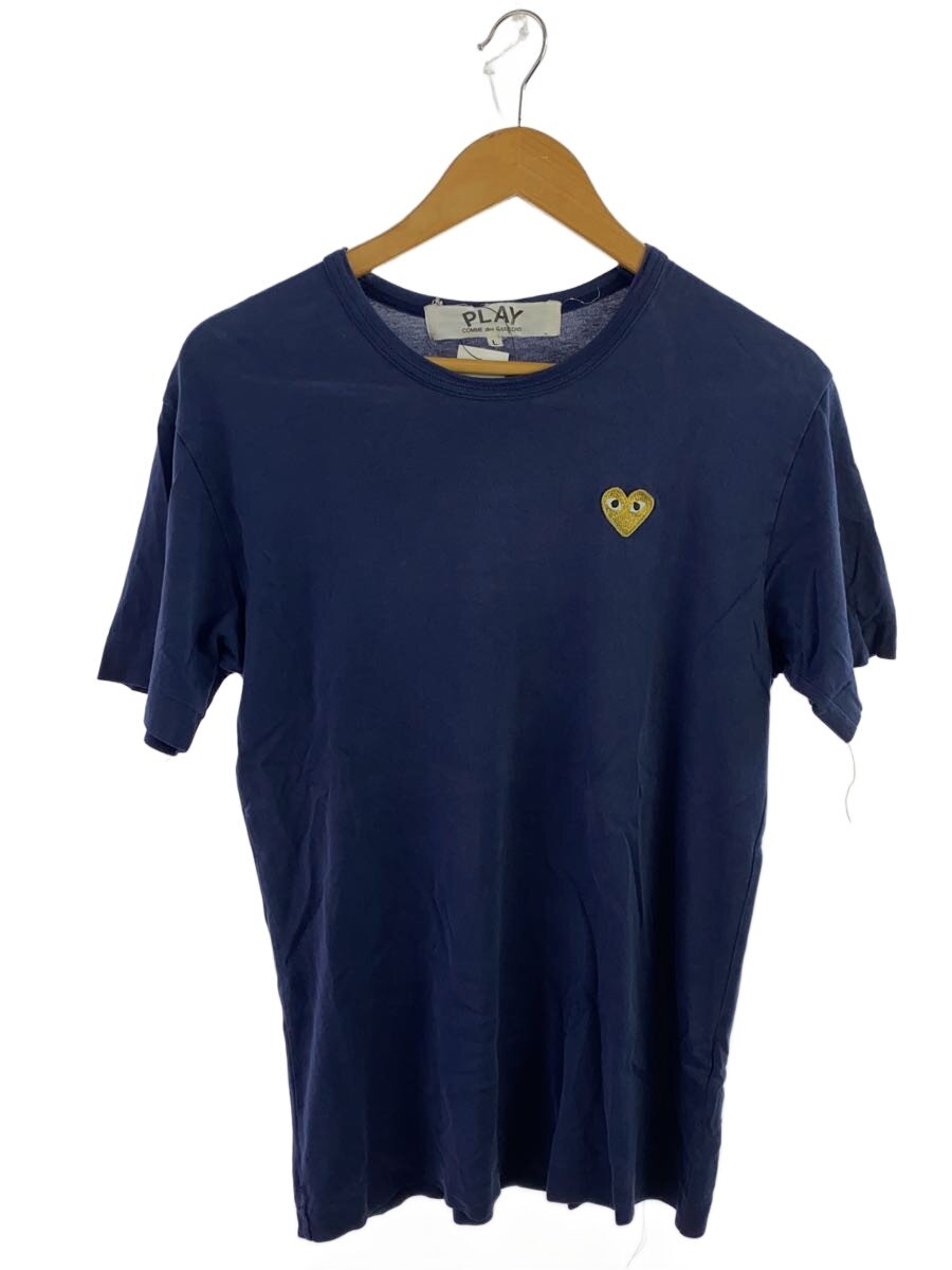【中古】PLAY COMME des GARCONS◆プルオーバー/AD2018/ゴールドハート形/L/綿織物/NVY/AZ-T216//【メンズウェア】