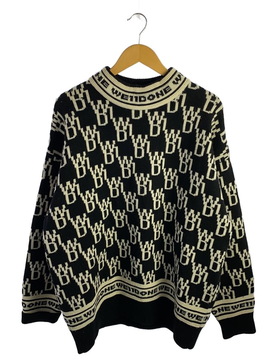 【中古】WE11DONE◆編み物・ティーシャツ(朦朦たる)/L/羊毛/BLK/総柄/WD-KO3-21-602-U-BK【メンズウェア】