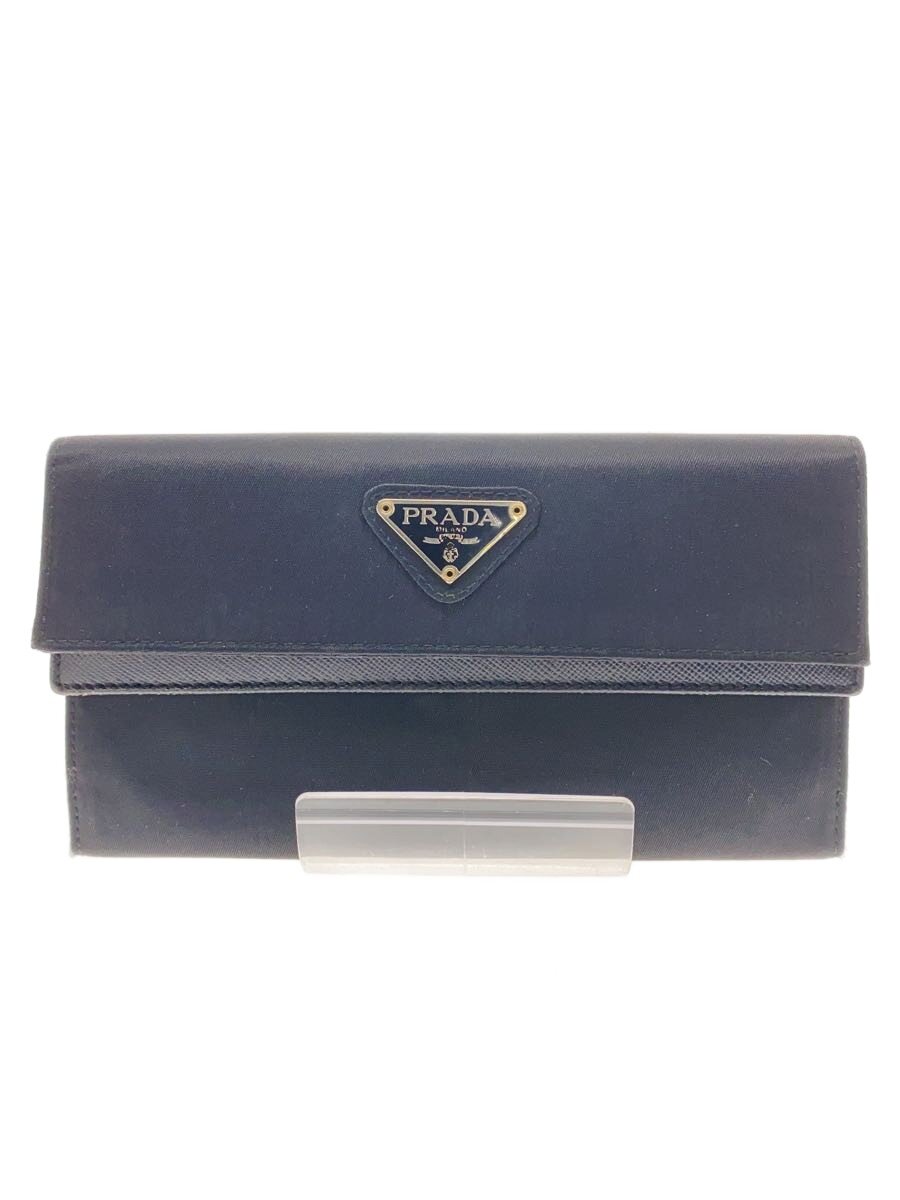 【中古】PRADA◆長銭入れ/ナイロン/BLK/無地/レディース【服飾雑貨他】