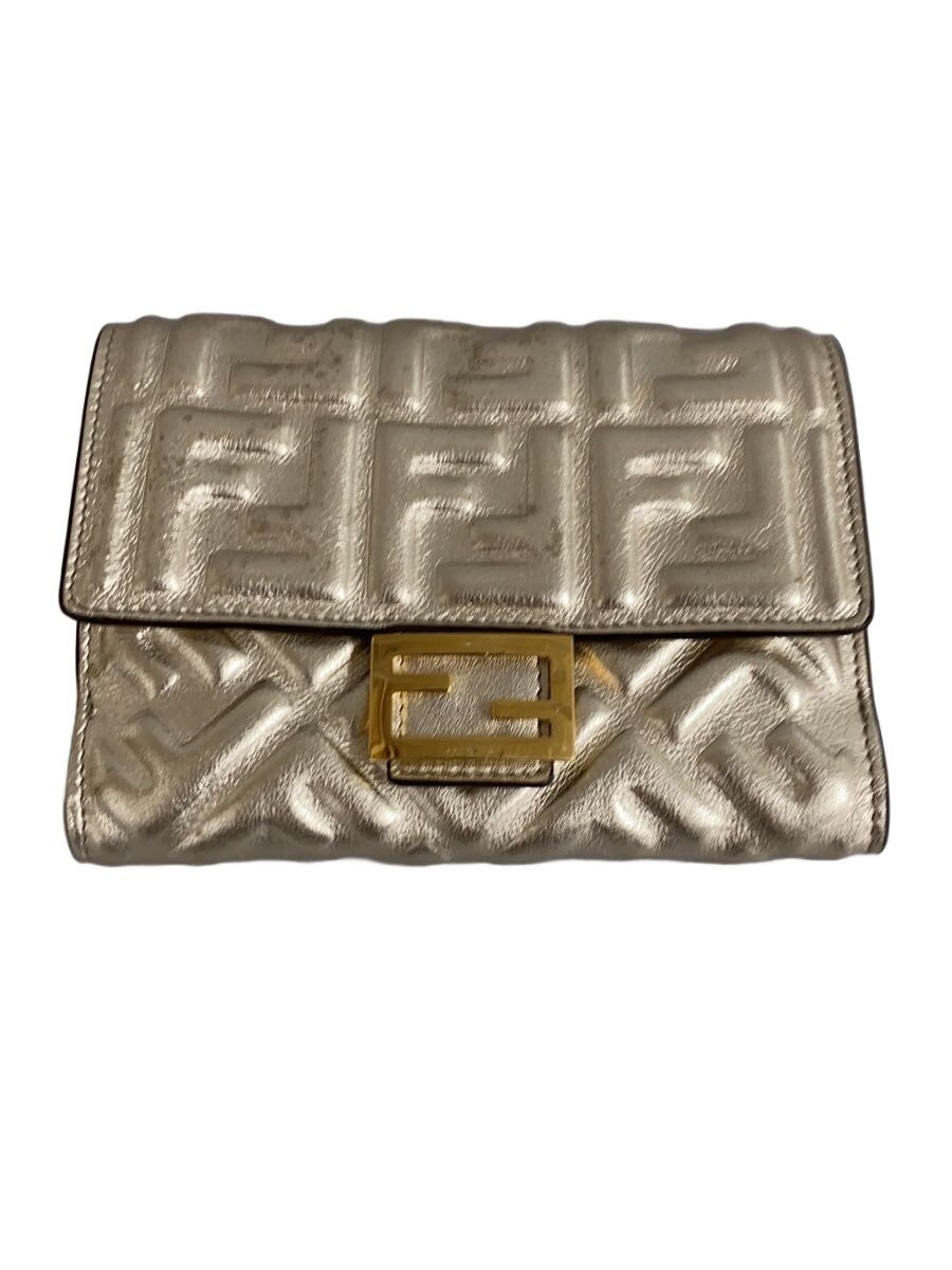 【中古】FENDI◆並み並み バゲット札入れ_フェンディ 通い路/なめし革/GLD/レディース【服飾雑貨他】
