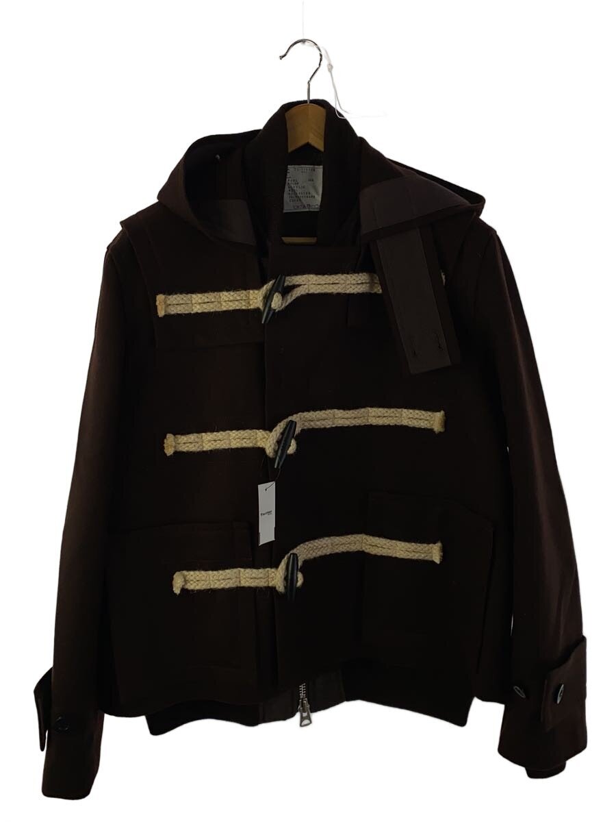 【中古】sacai◆25AW/Wool Melton Blouson/ショートダッフルコート/1/羊毛/BRW/25-03846M//【メンズウェア】