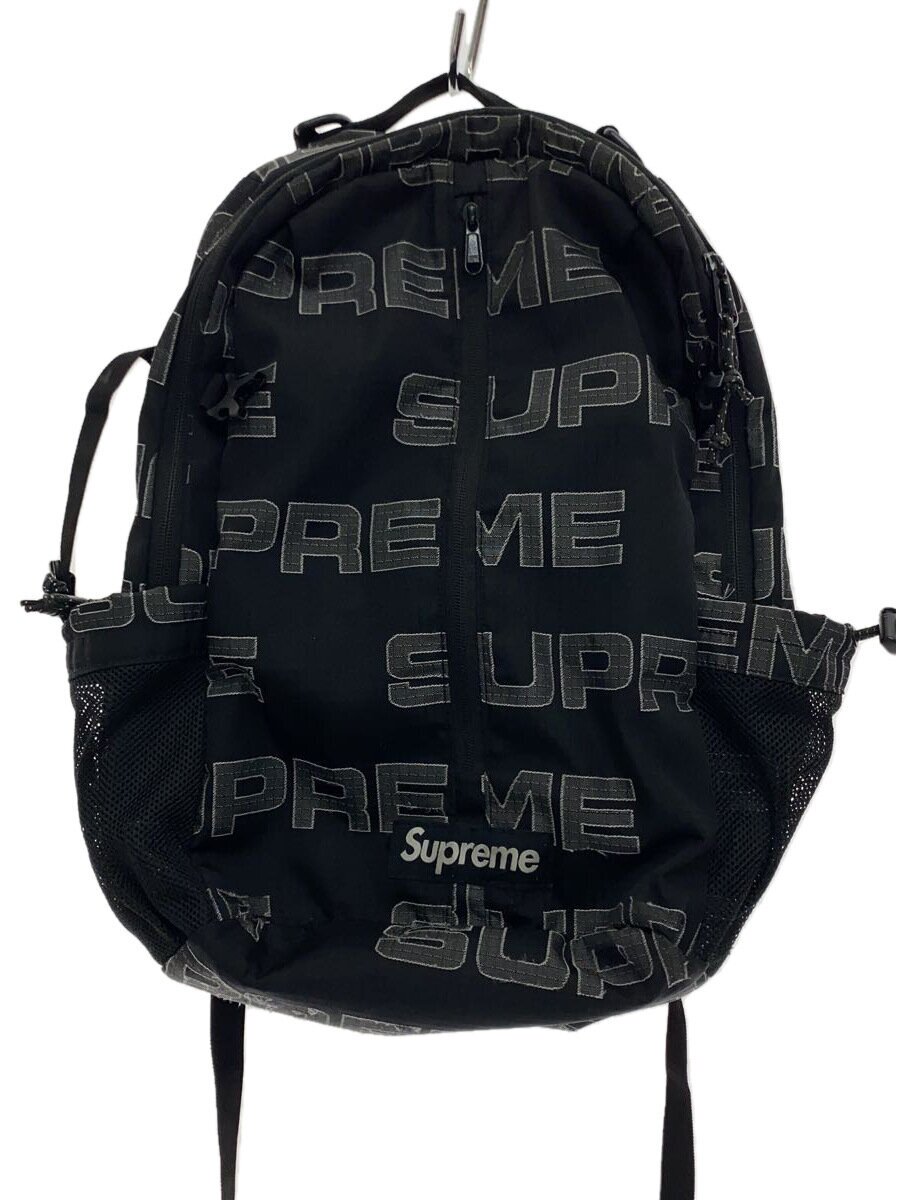 【中古】Supreme◆背嚢/ナイロン/BLK/総柄【御徒面子】