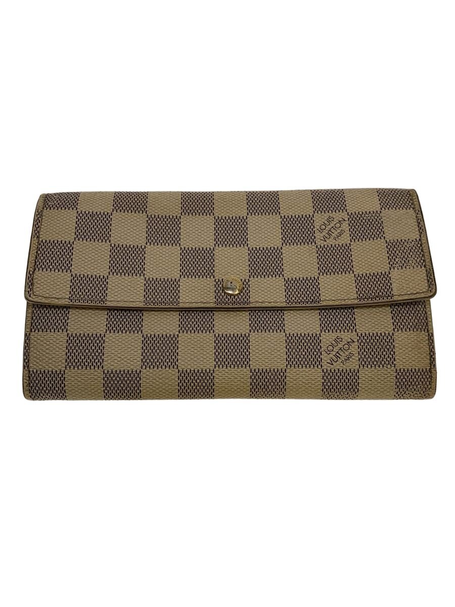 【中古】LOUIS VUITTON◆ポルト・フォイユ・インターナショナル_ダミエ・アズール/PVC/WHT/レディース【服飾雑貨他】