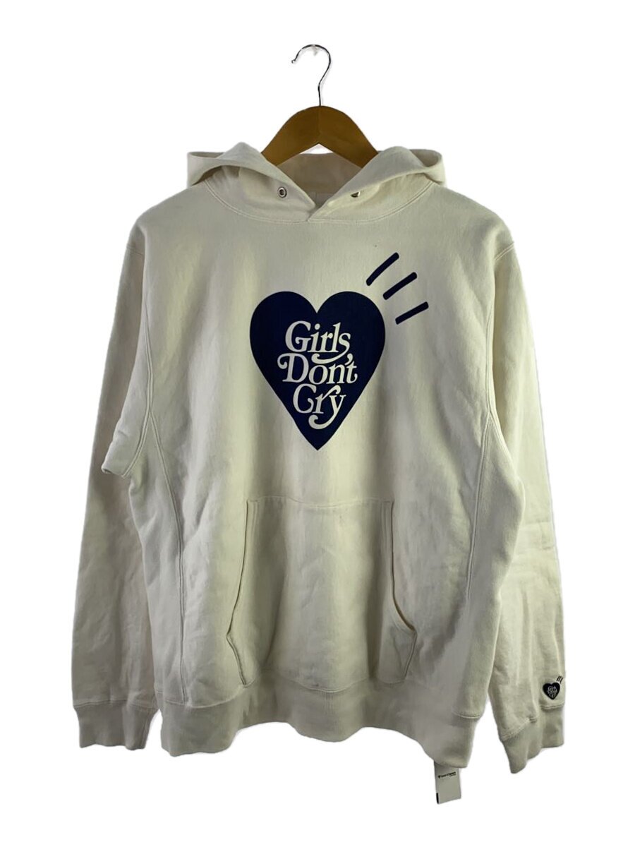 【中古】Girls Don’t Cry◆パーカー/L/綿織物/WHT/刷り上げる【メンズウェア】