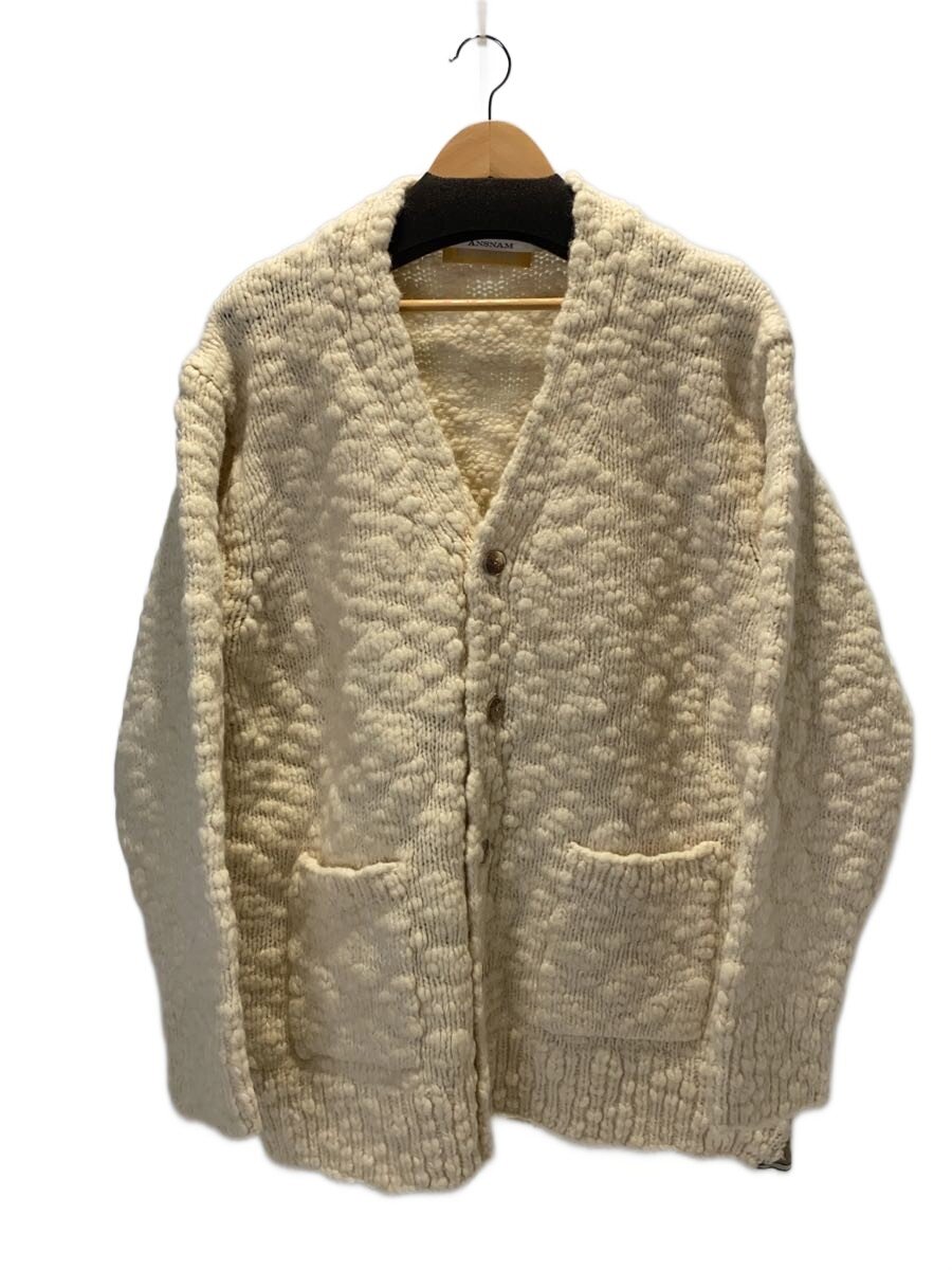 【中古】ANSNAM◆River別注/HAND KNITTING CARDIGAN/4/羊毛/WHT/RR2425AW01//【メンズウェア】