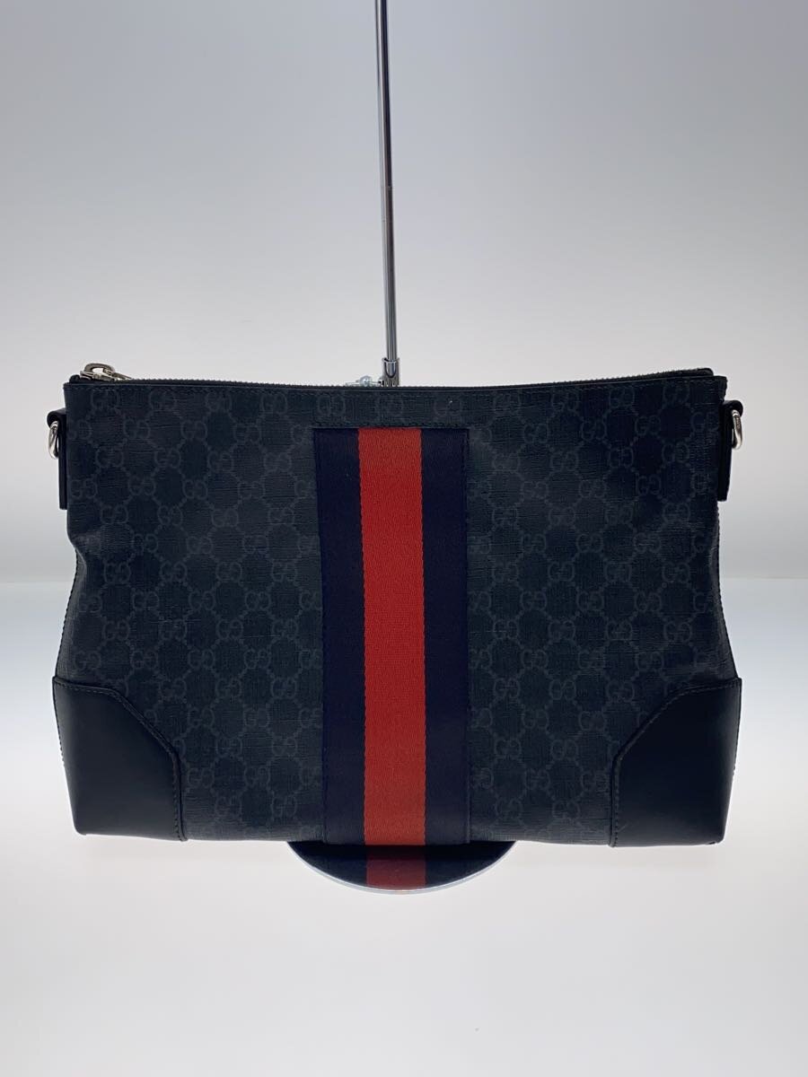 【中古】GUCCI◆ショルダーバッグ_GGスプリーム/PVC/BLK/総柄【御徒面子】