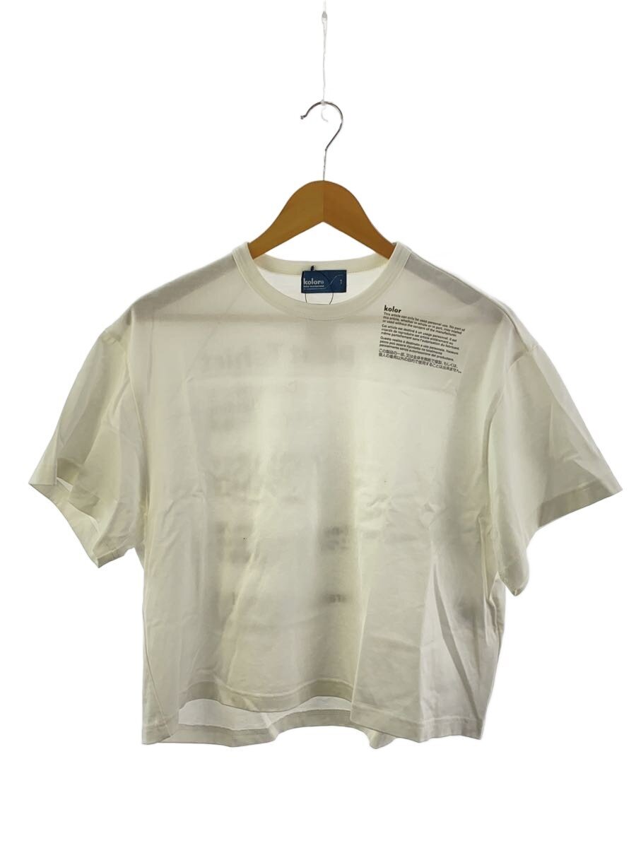 【中古】kolor◆22SS度端っこ天竺刷り上げるプルオーバー/1/綿織物/WHT/22scl-t06208【メンズウェア】